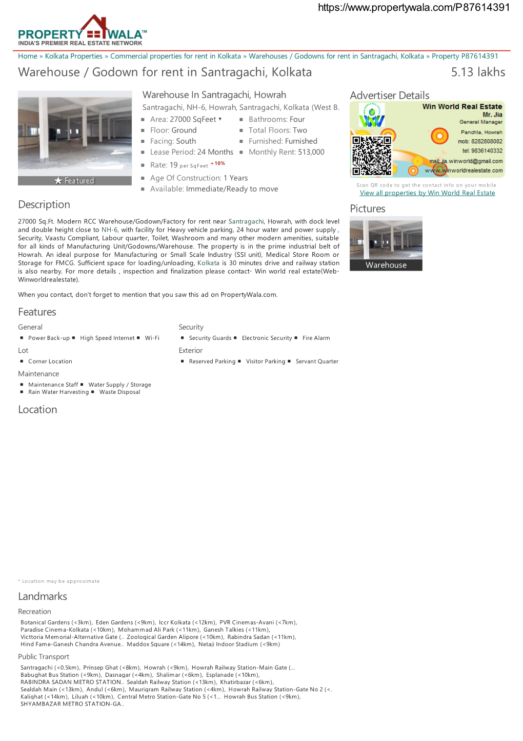 Warehouse / Godown for Rent in Santragachi