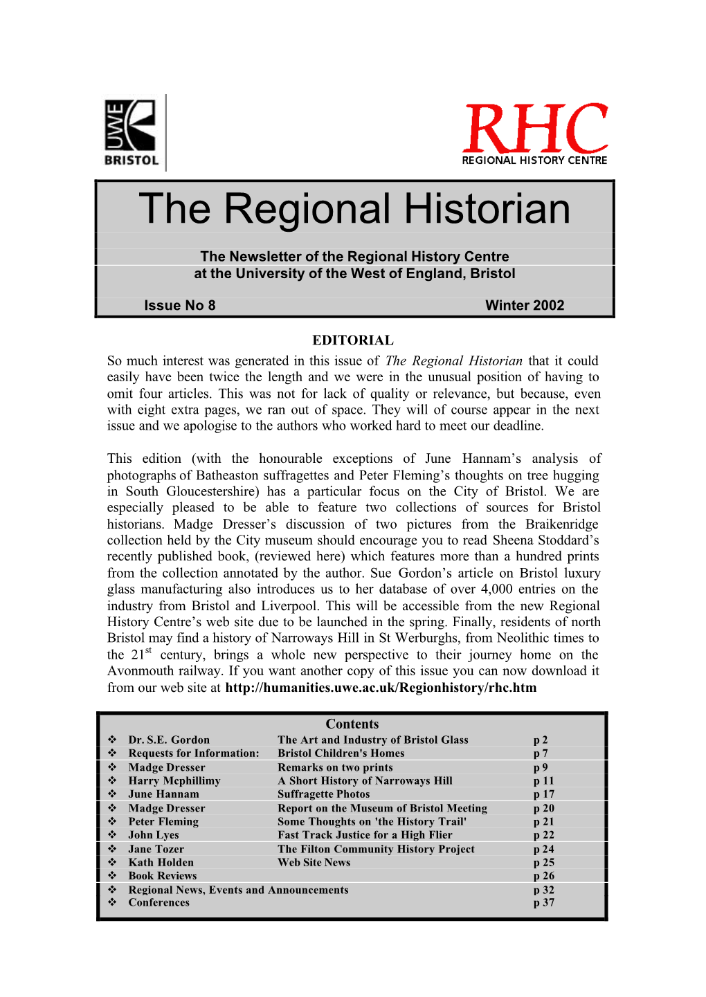 The Regional Historian Issue No 8