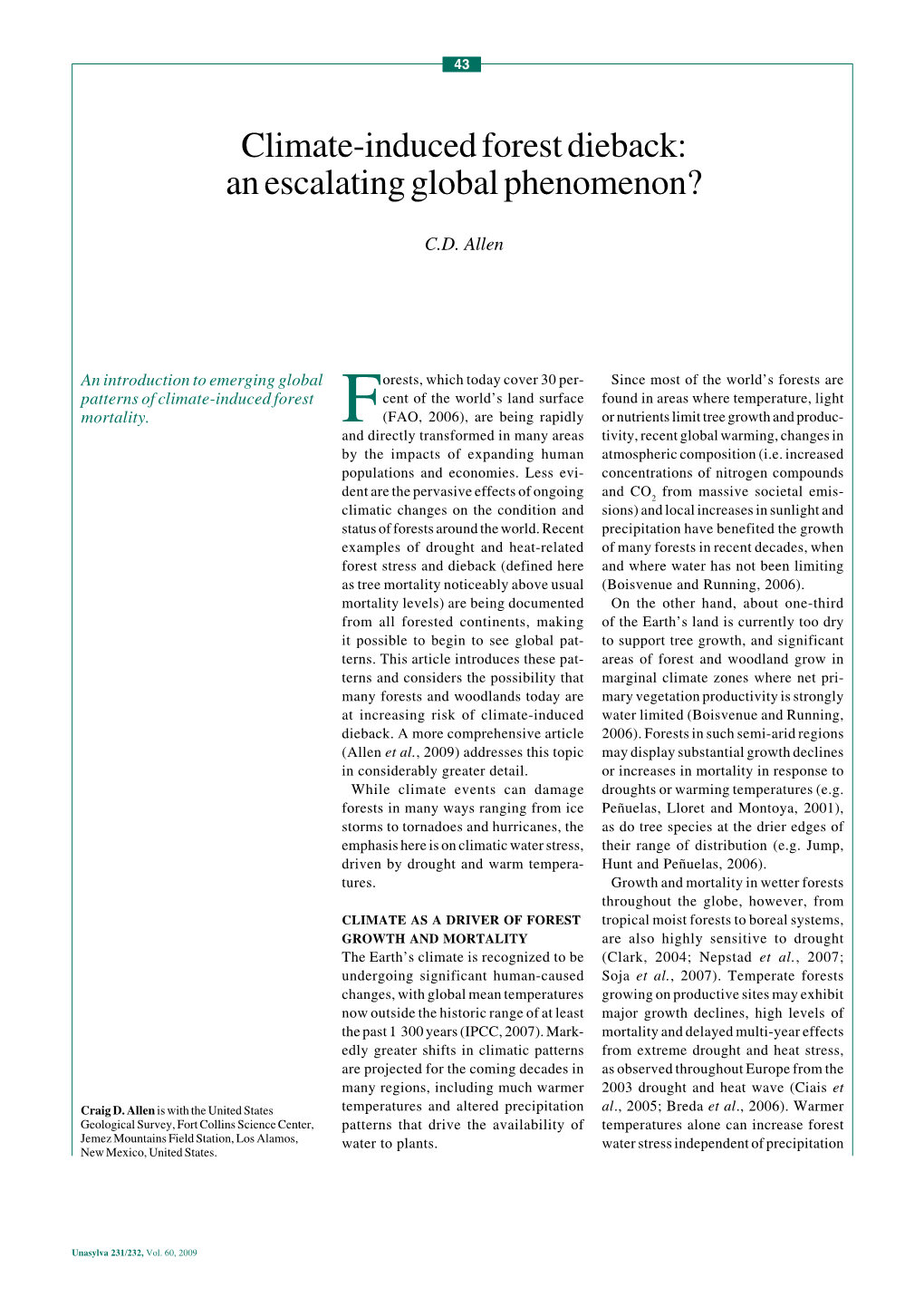 Climate-Induced Forest Dieback: an Escalating Global Phenomenon?