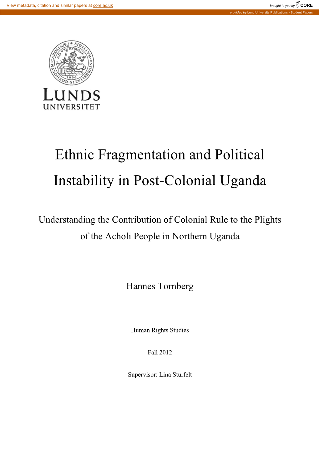 Ethnic Fragmentation and Political Instability in Post-Colonial Uganda