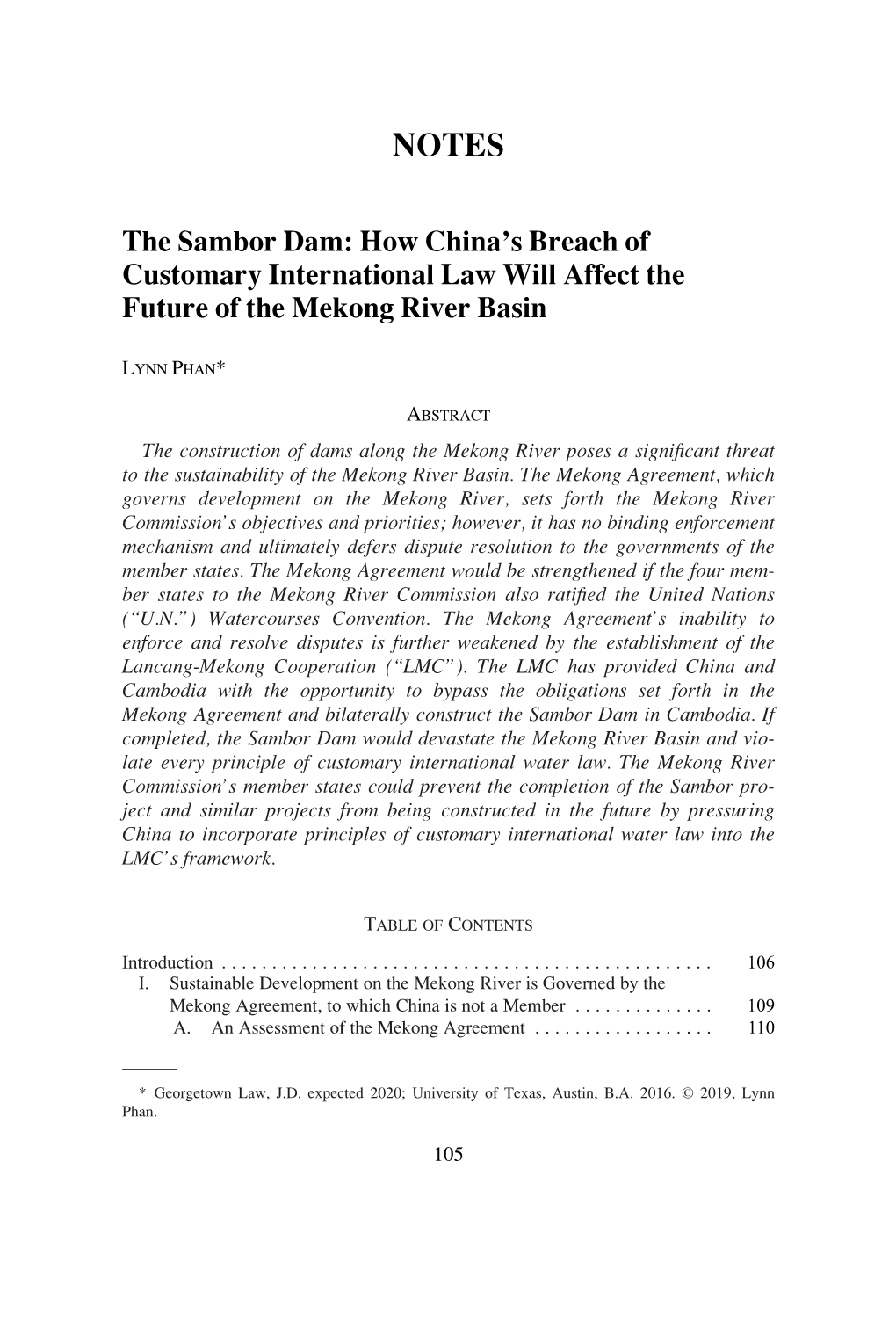 How China's Breach of Customary International Law Will Affect the Future of the Mekong River Basin