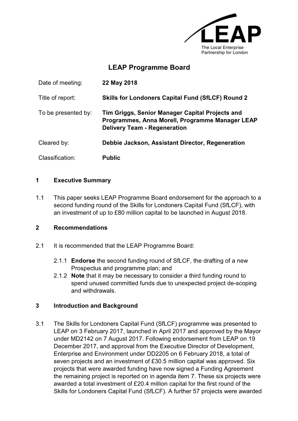 Skills for Londoners Capital Fund (Sflcf) Round 2