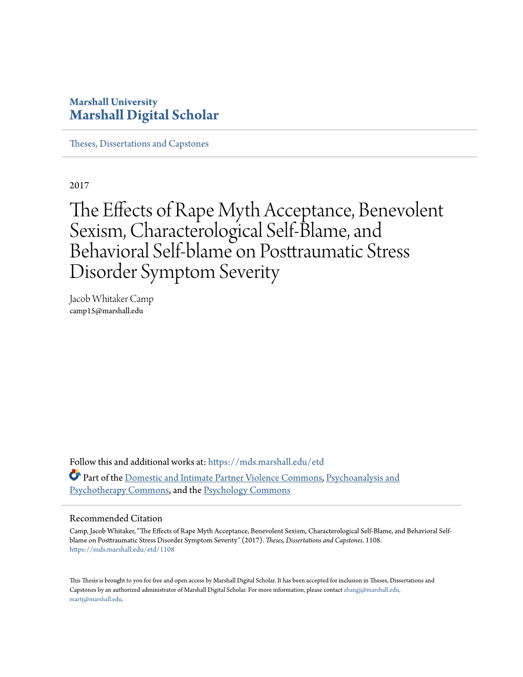 The Effects of Rape Myth Acceptance, Benevolent Sexism