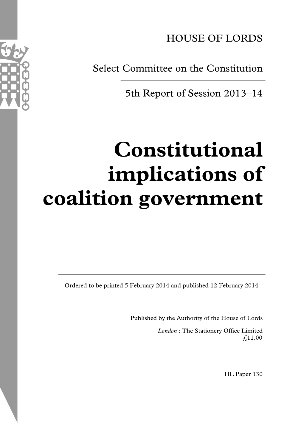 Constitutional Implications of Coalition Government