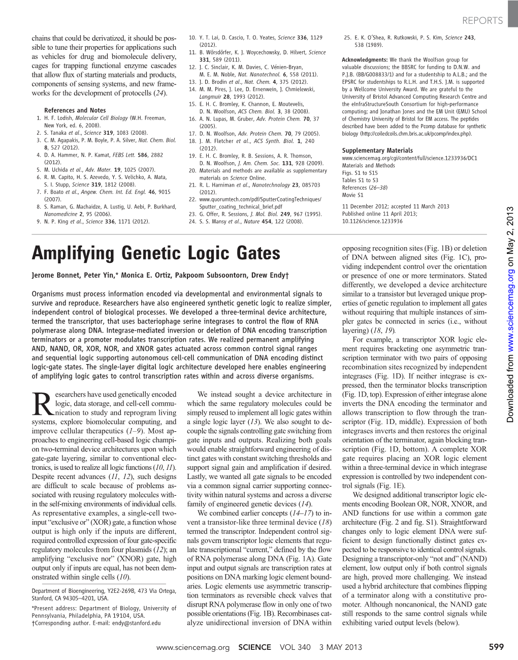 Amplifying Genetic Logic Gates of DNA Between Aligned Sites (Fig