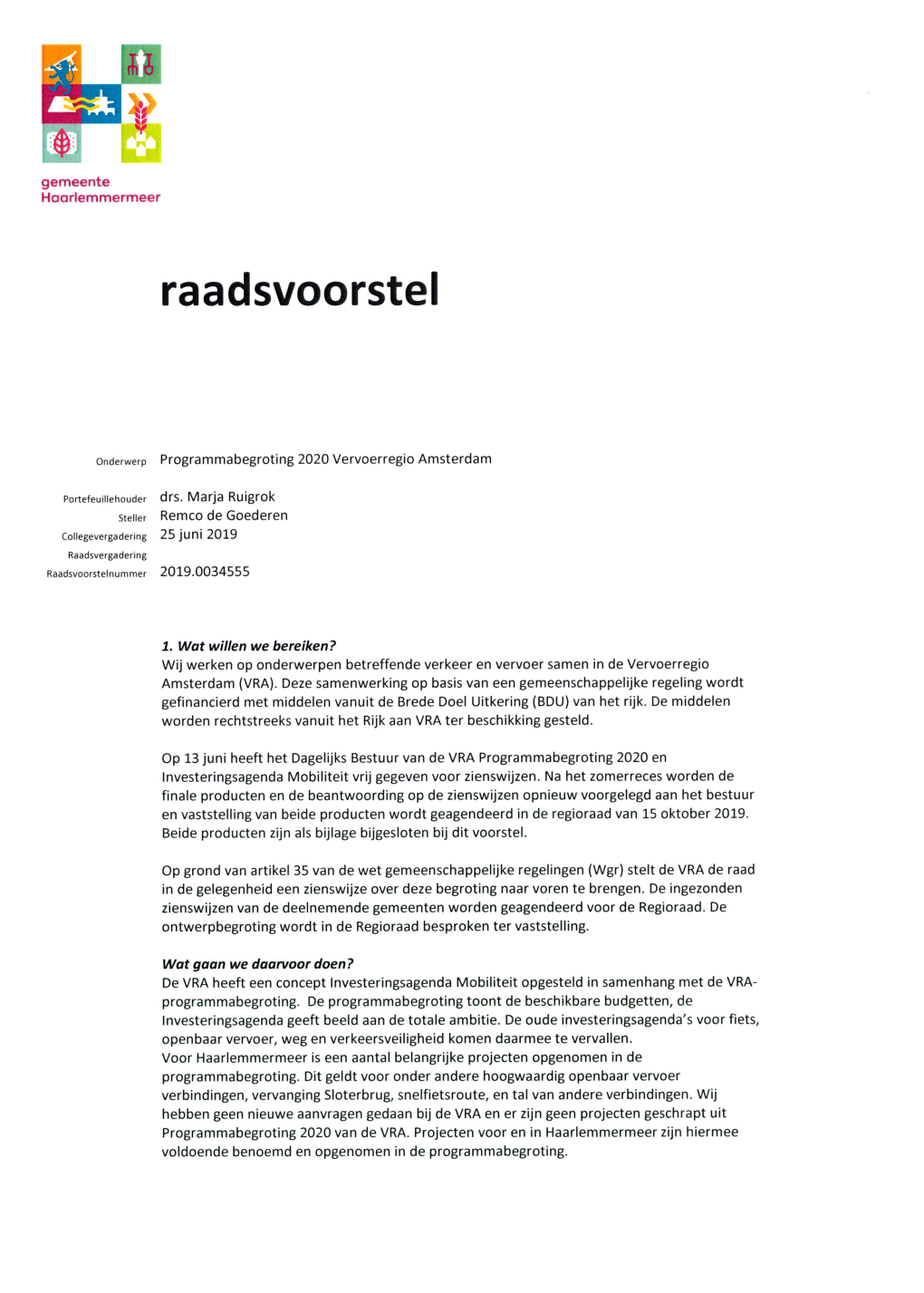 Raadsvoorstel