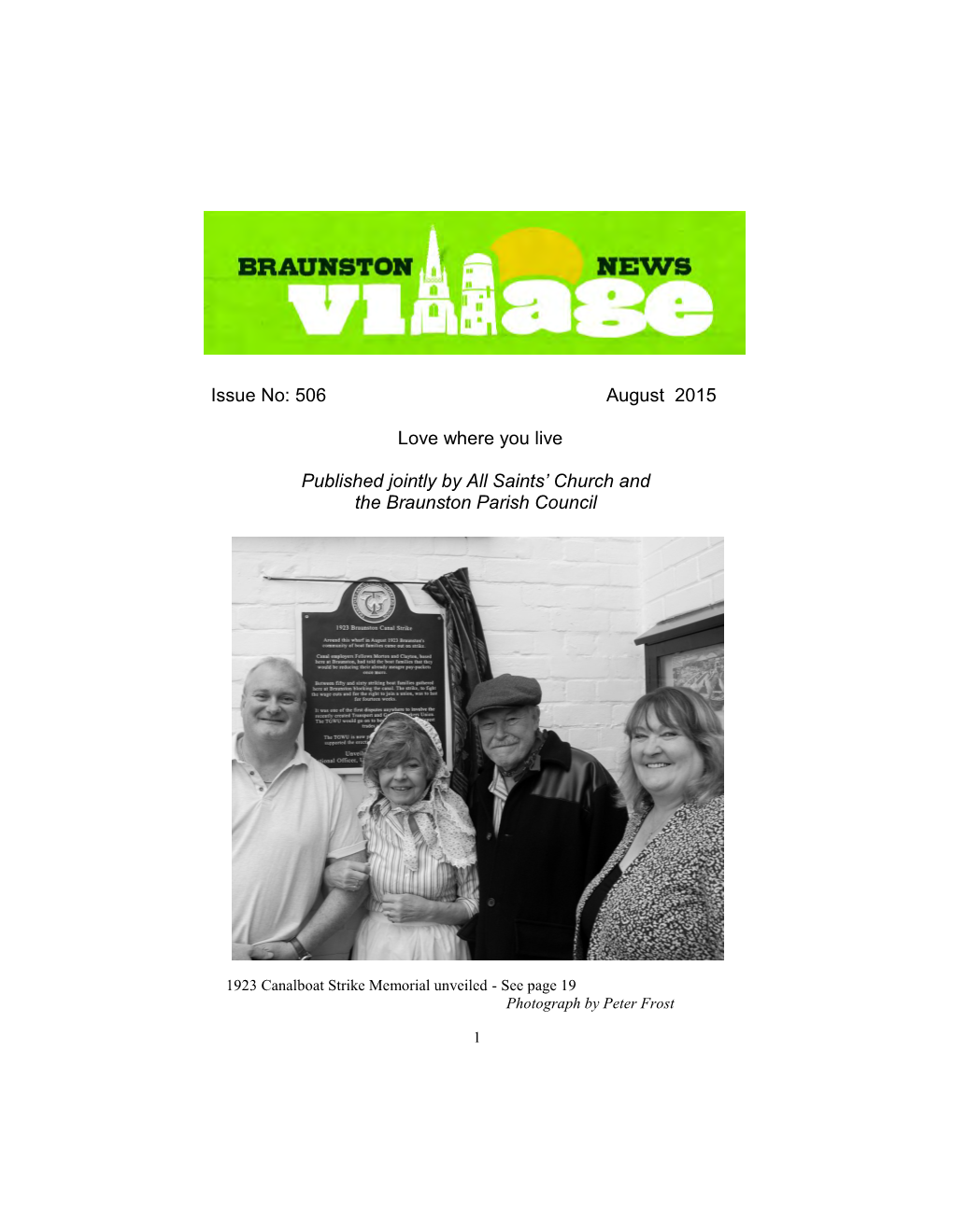 506 August 2015 Love Where You Live Published Jointly by All Saints