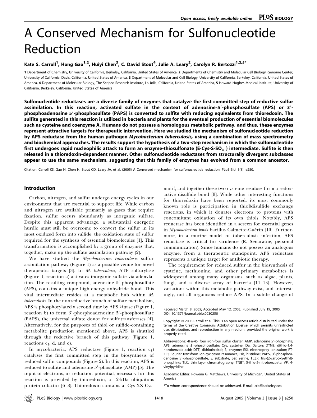 A Conserved Mechanism for Sulfonucleotide Reduction