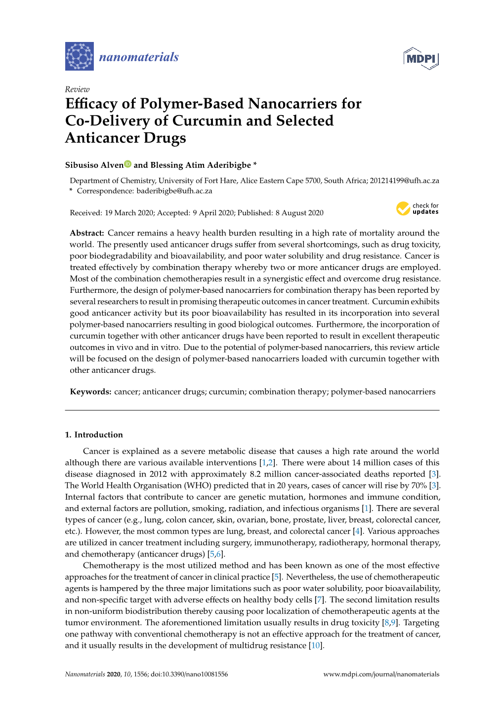 Efficacy of Polymer-Based Nanocarriers for Co-Delivery Of