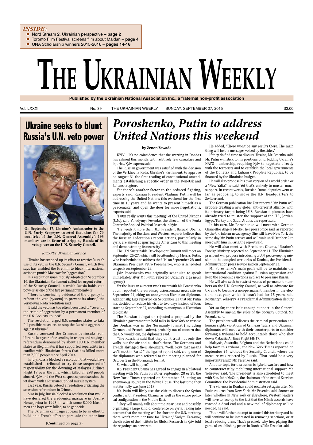 The Ukrainian Weekly, 2015