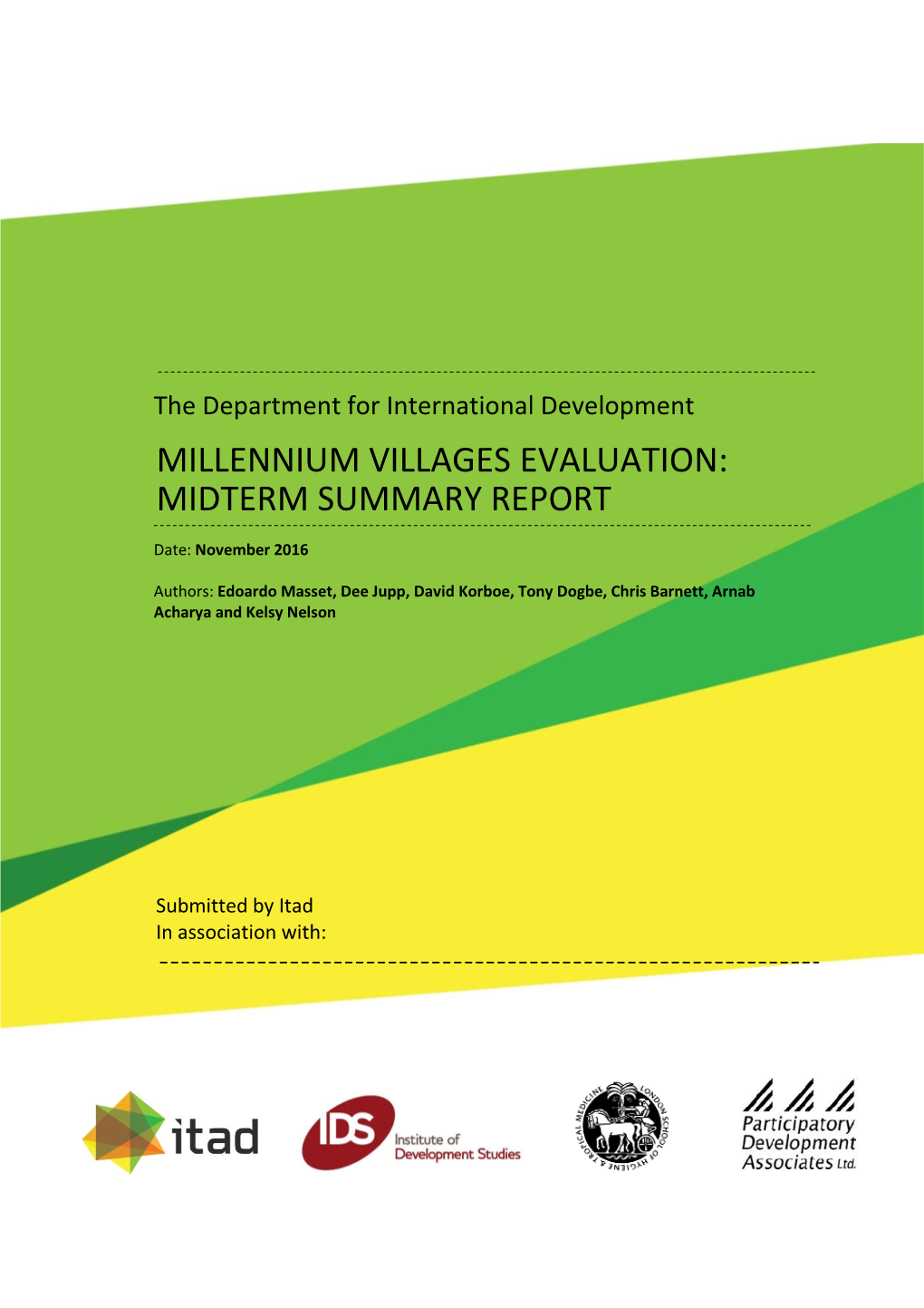 Millennium Villages Evaluation: Midterm Summary Report