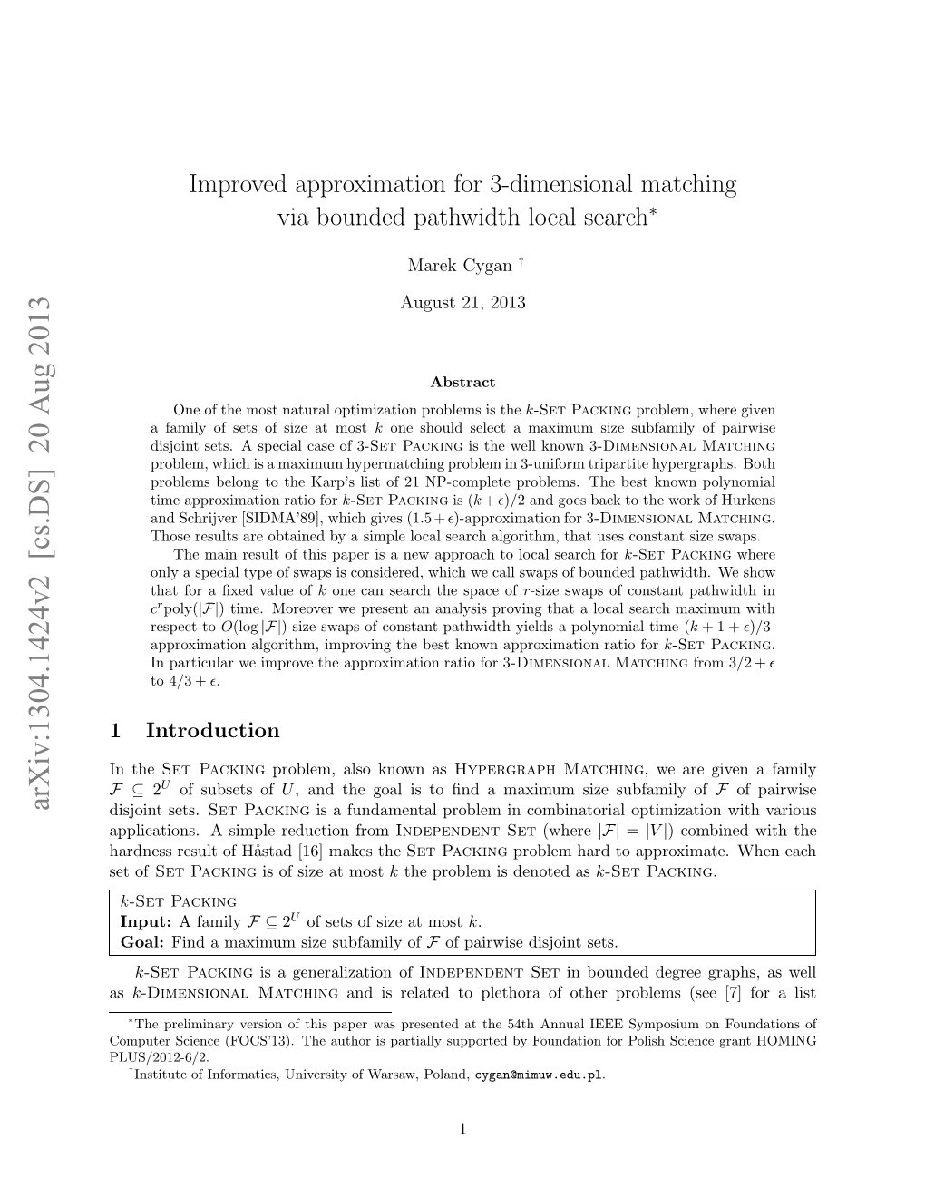 Improved Approximation for 3-Dimensional Matching Via