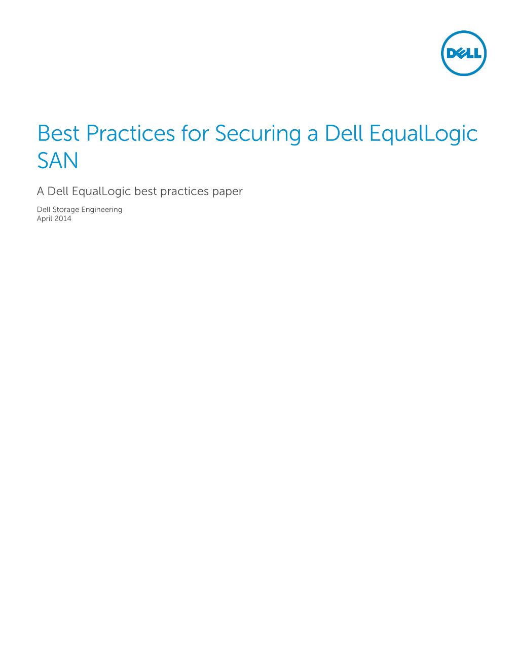 Best Practices for Securing a Dell Equallogic SAN