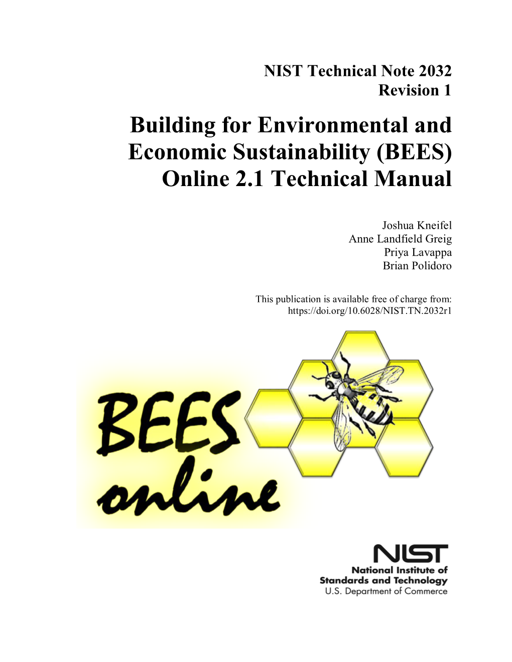 Building for Environmental and Economic Sustainability (BEES) Online 2.1 Technical Manual