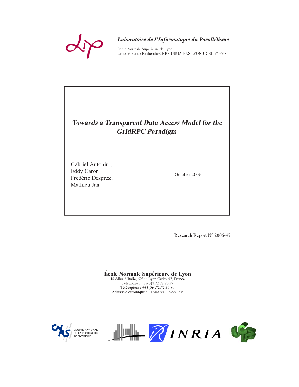 Towards a Transparent Data Access Model for the Gridrpc Paradigm