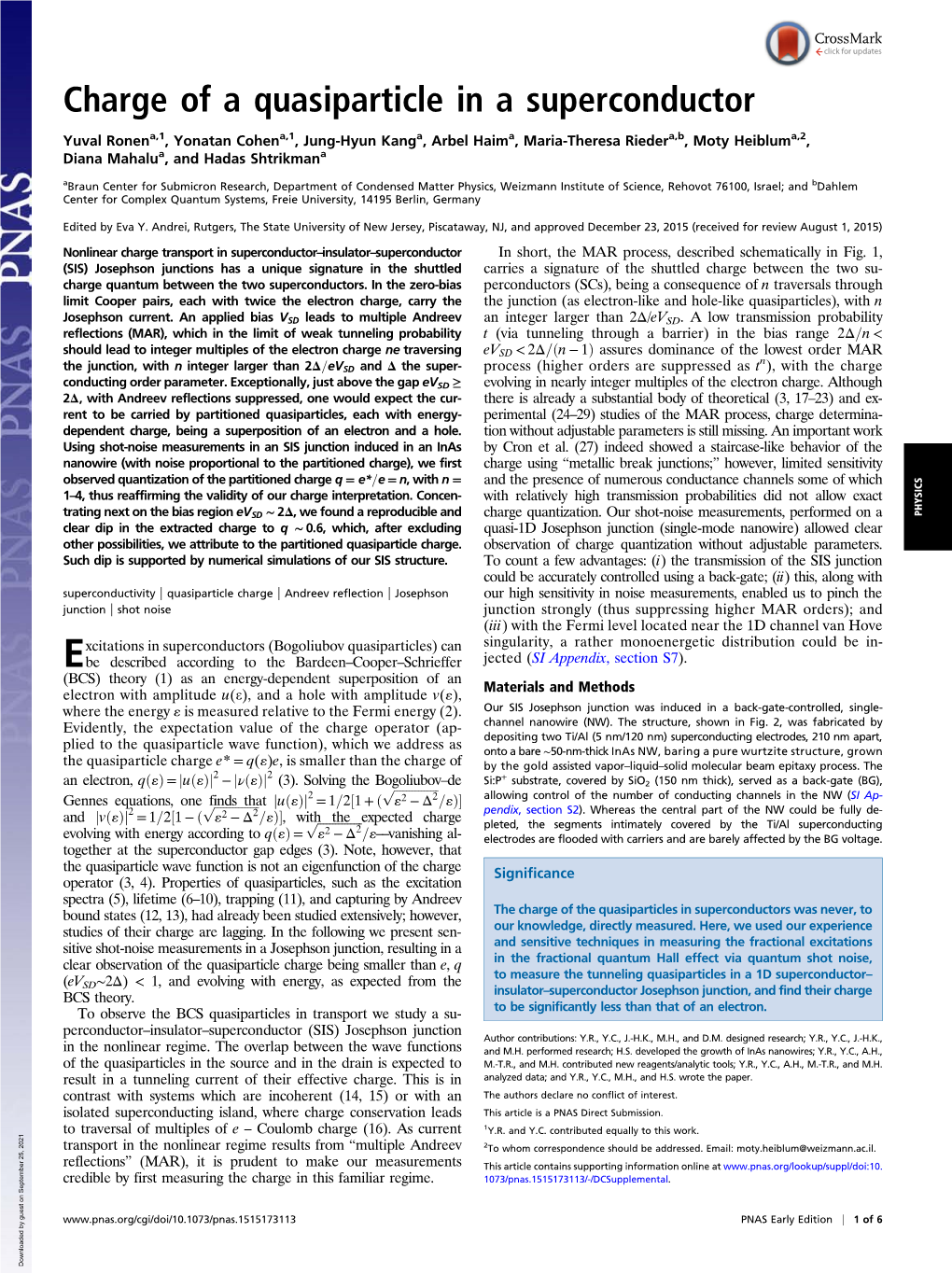 Charge of a Quasiparticle in a Superconductor