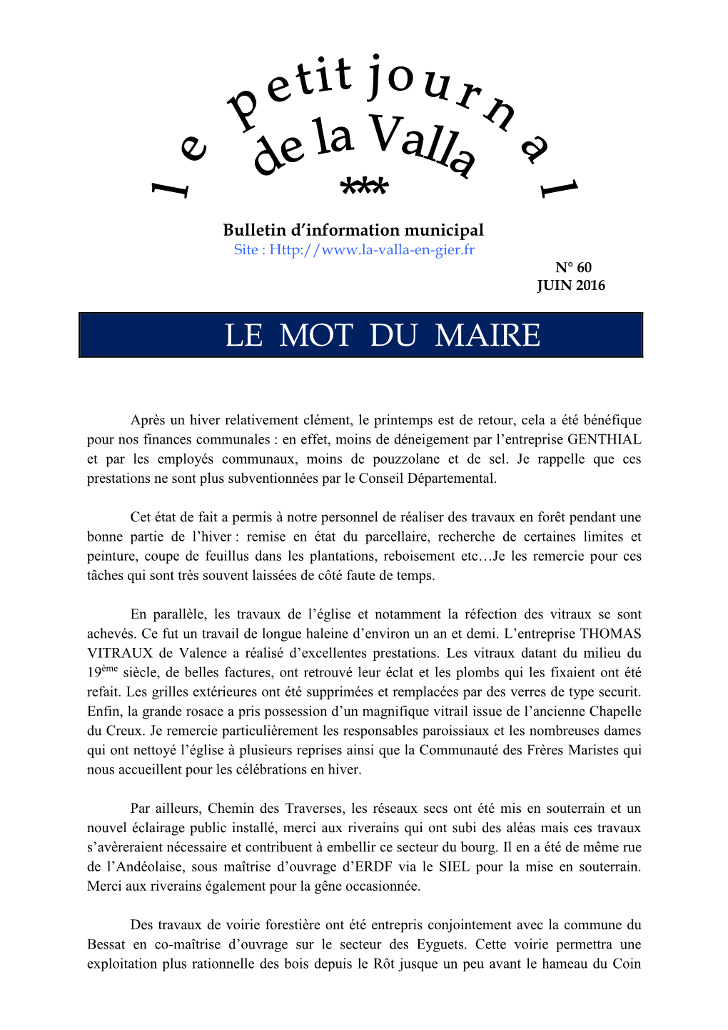 Le Mot Du Maire