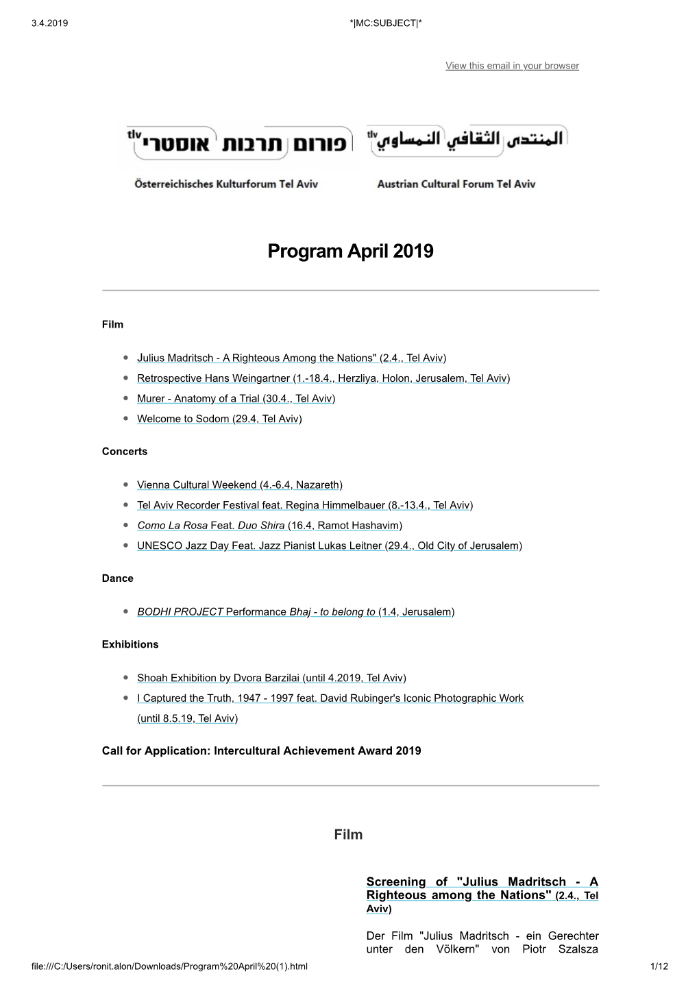 Program April 2019