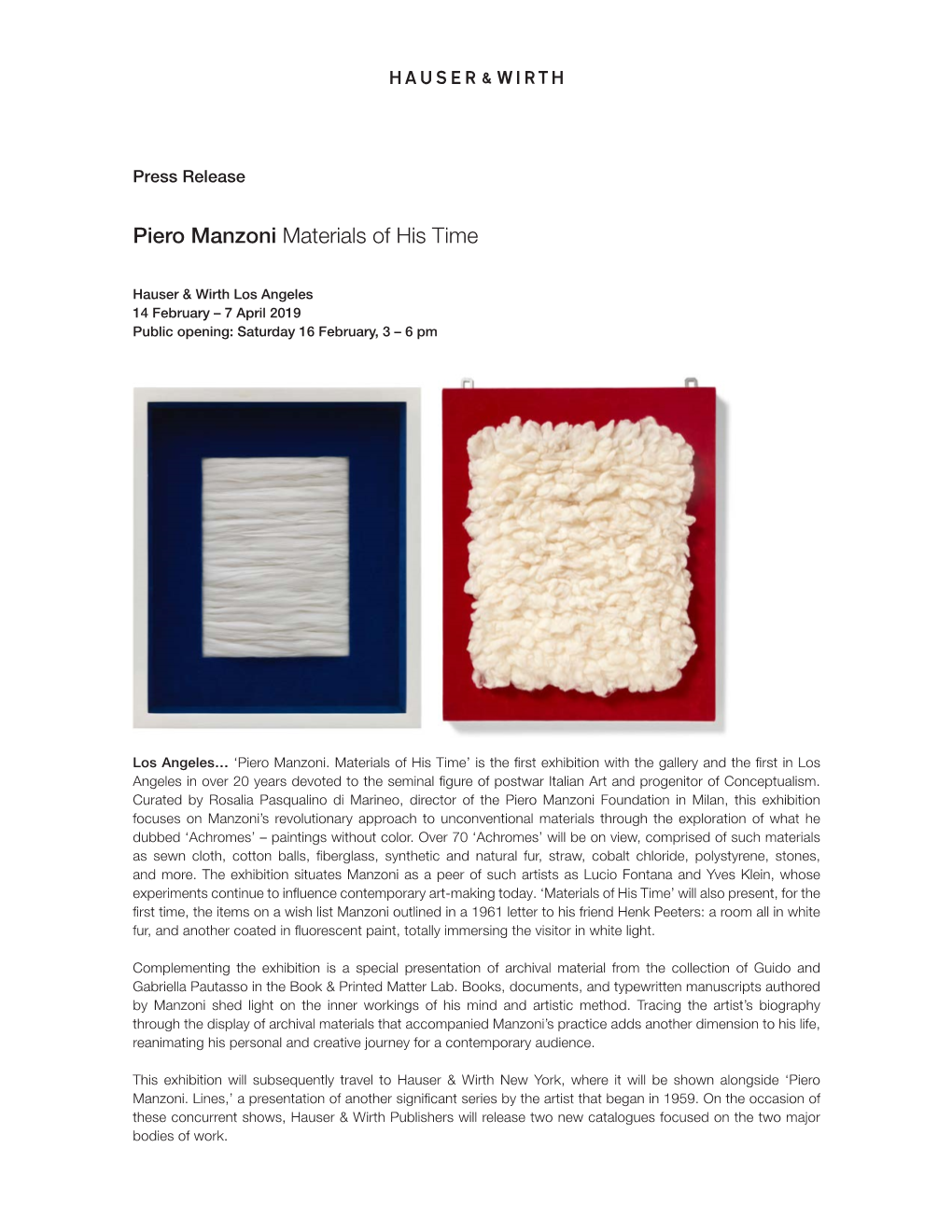 Piero Manzoni Materials of His Time