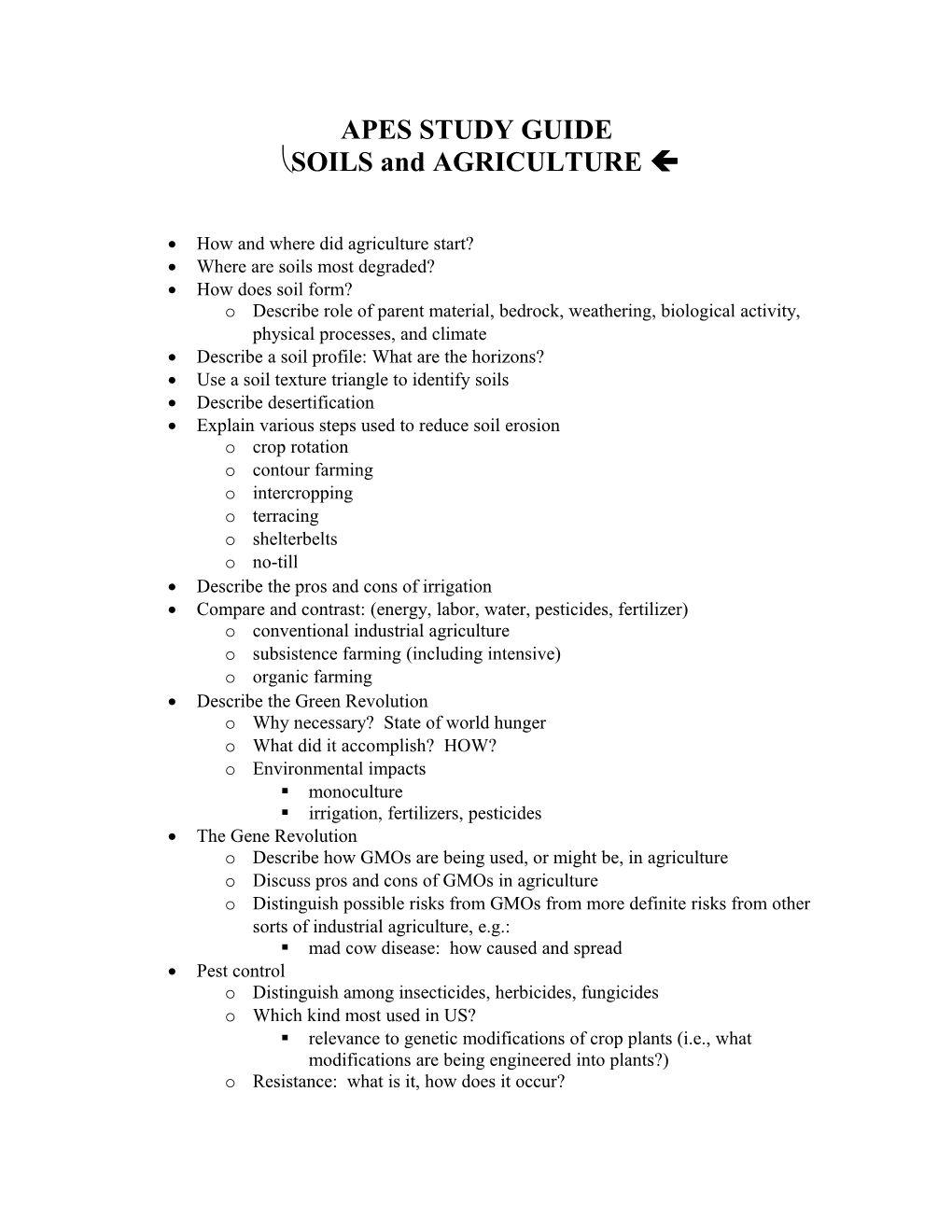 Soils, Agriculture and Biodiversity