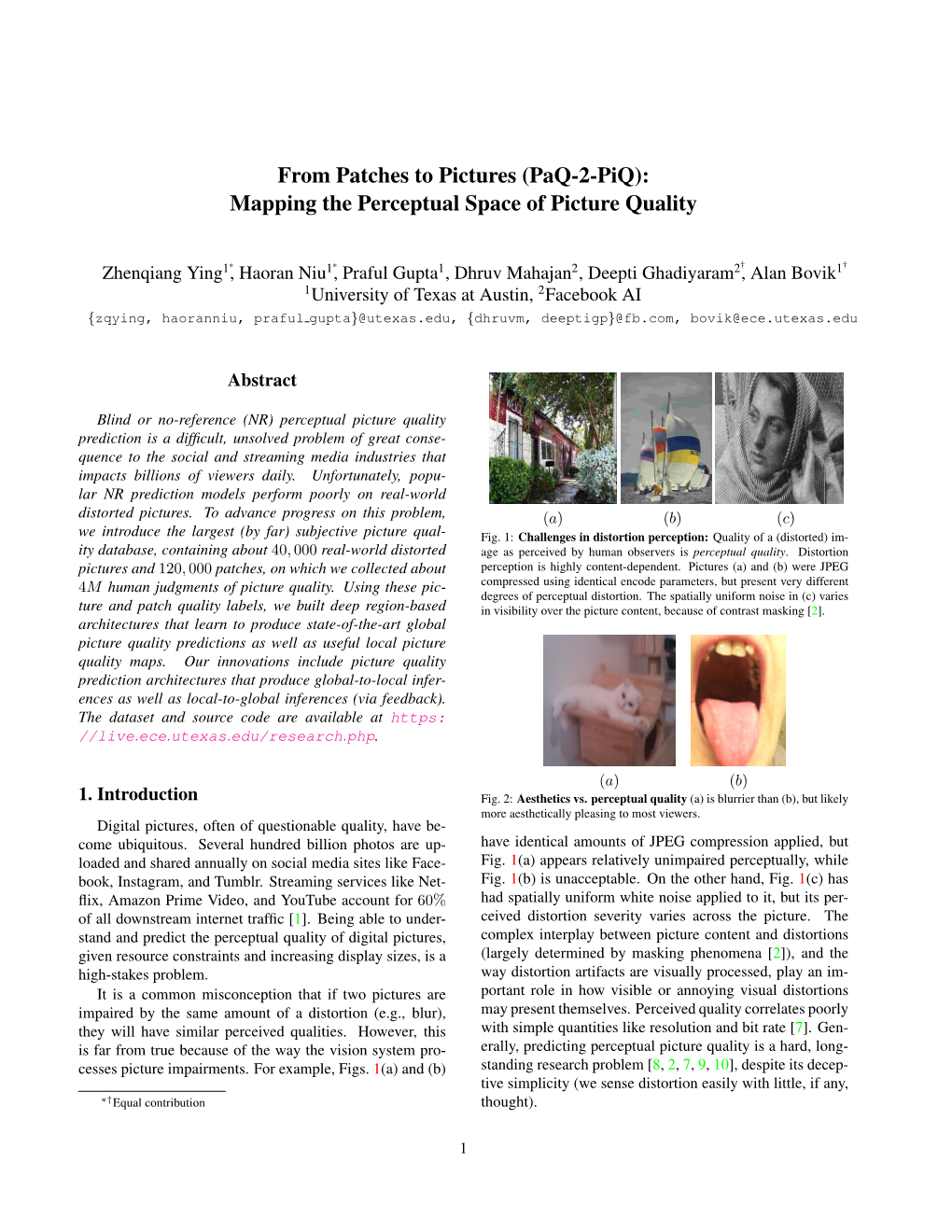 From Patches to Pictures (Paq-2-Piq): Mapping the Perceptual Space of Picture Quality