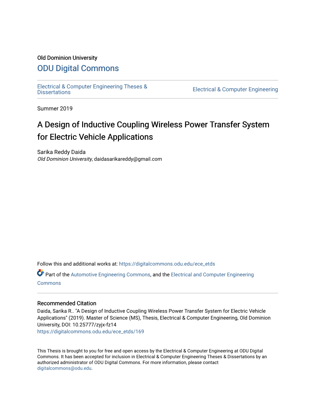 A Design of Inductive Coupling Wireless Power Transfer System for Electric Vehicle Applications