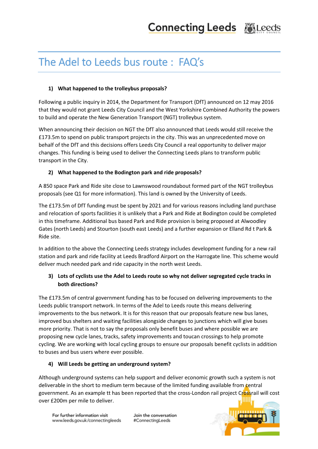 The Adel to Leeds Bus Route : FAQ's