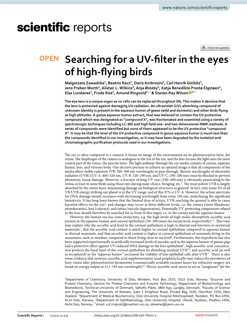 Searching for a UV-Filter in the Eyes of High-Flying Birds