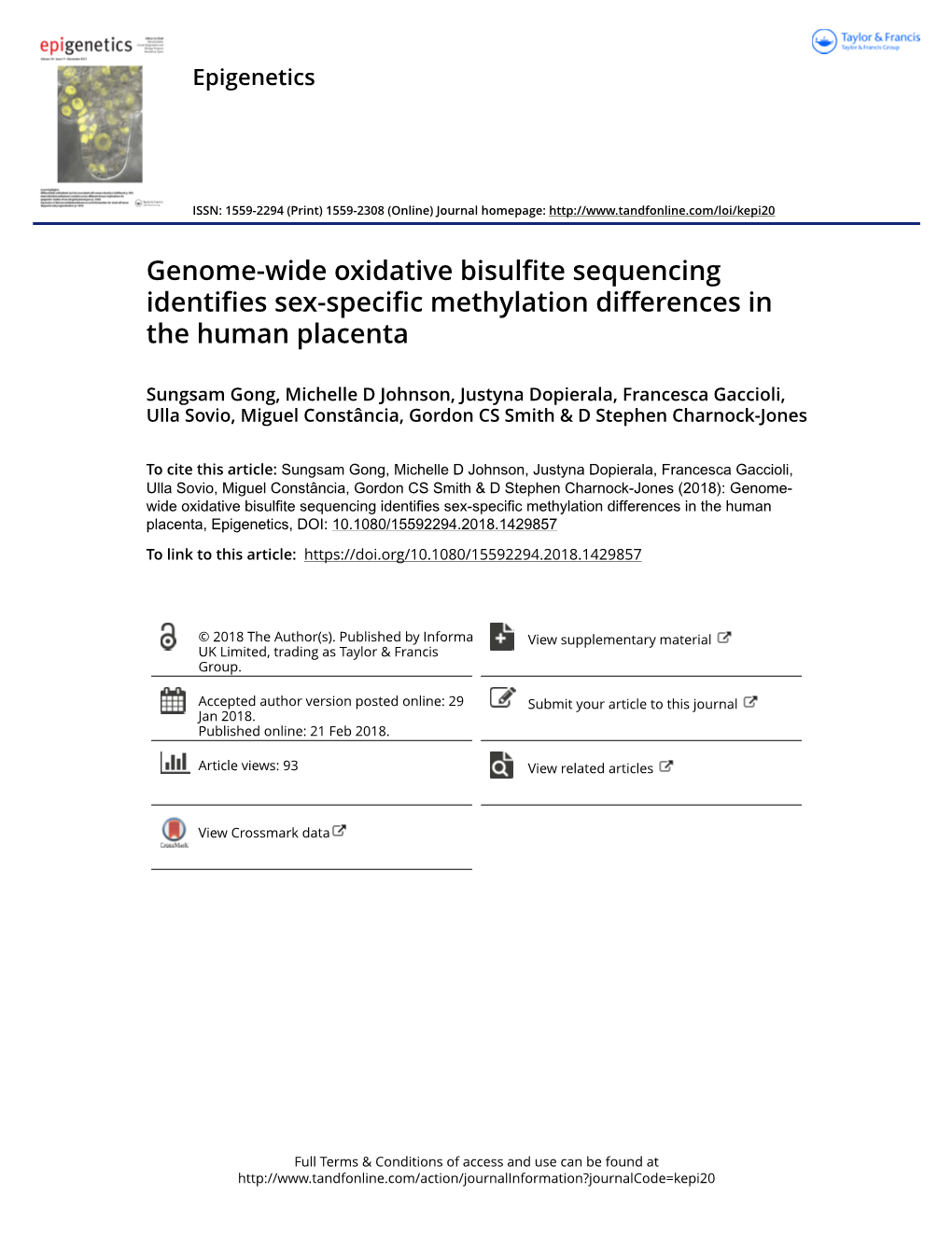 Genome-Wide Oxidative Bisulfite Sequencing Identifies Sex-Specific Methylation Differences in the Human Placenta