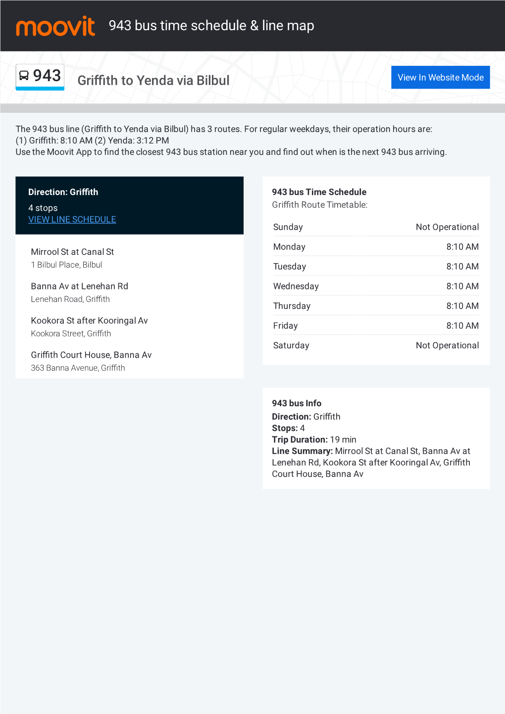 943 Bus Time Schedule & Line Route