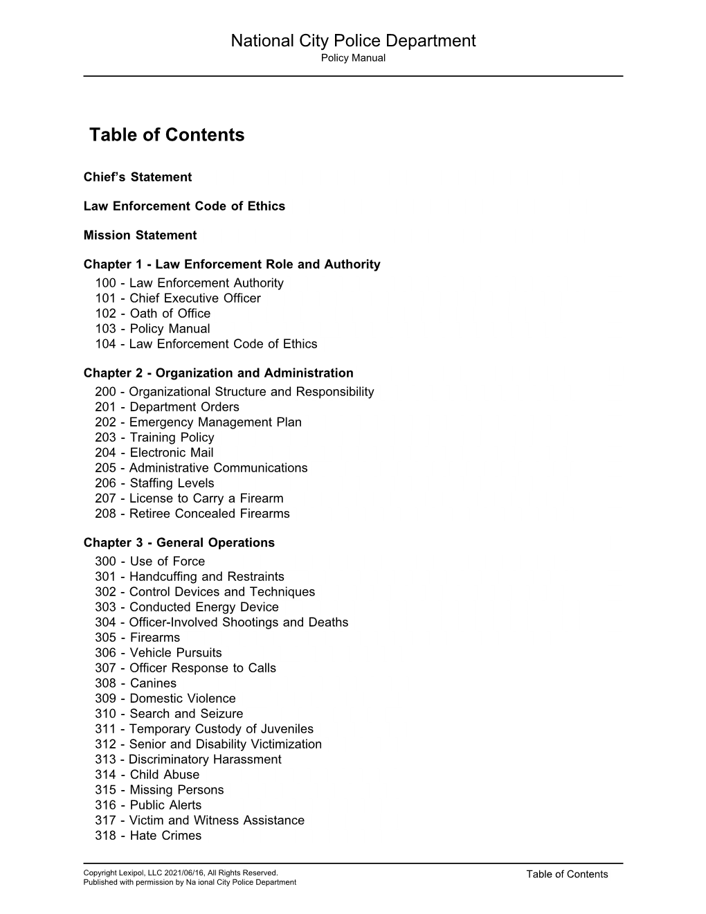 Table of Contents