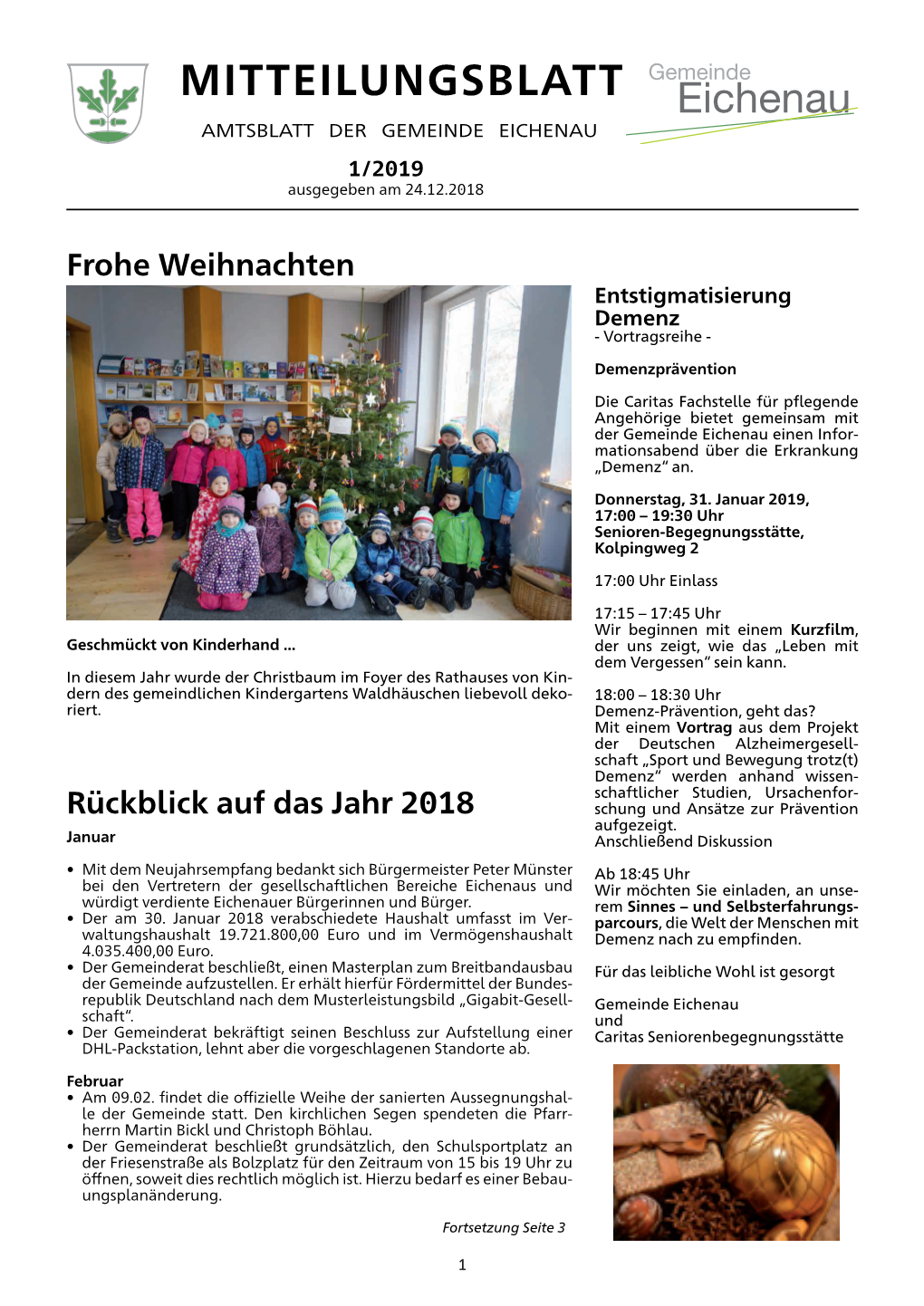 Mitteilungsblatt Nr. 1/2019 (Ausgegeben