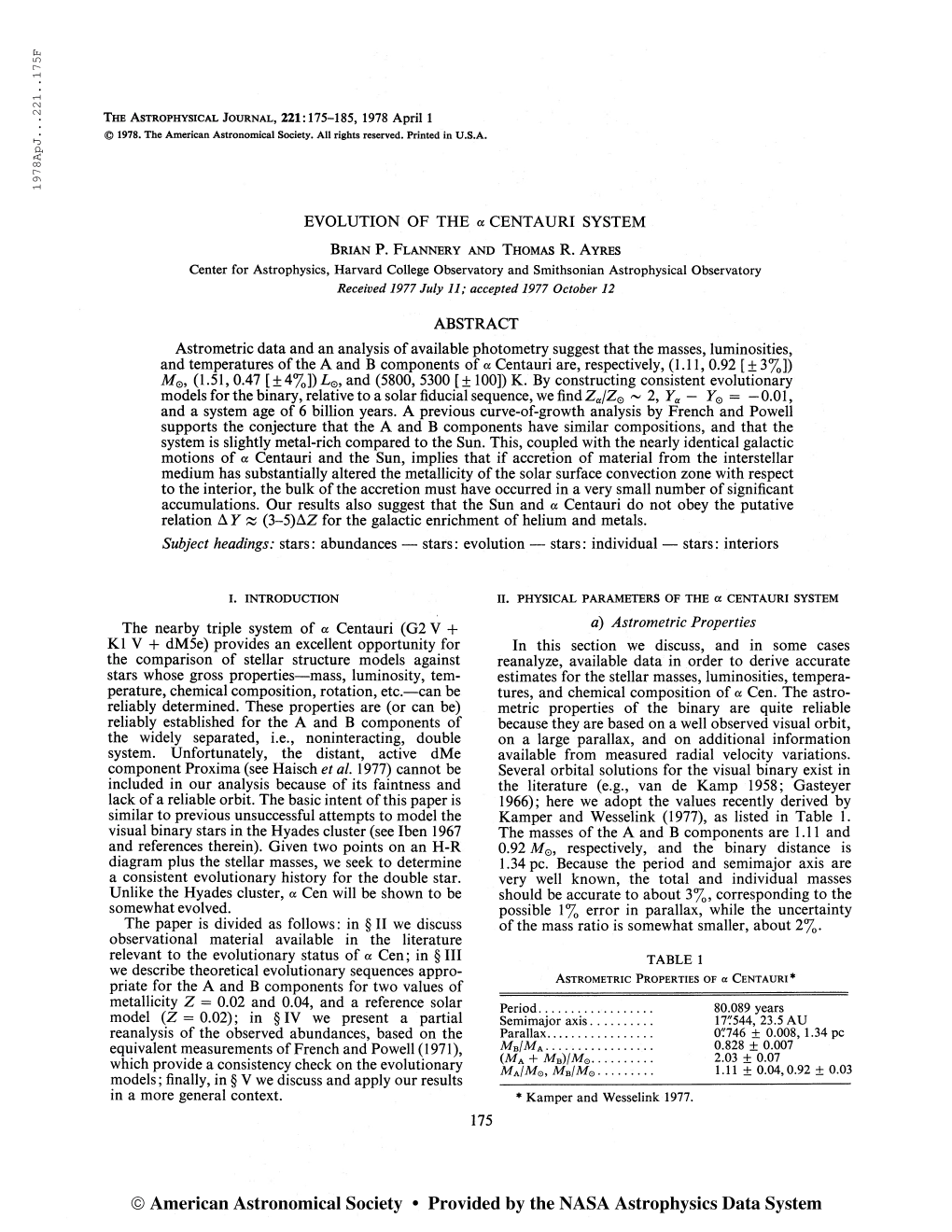1978Apj. . .221. .175F the Astrophysical Journal, 221:175-185