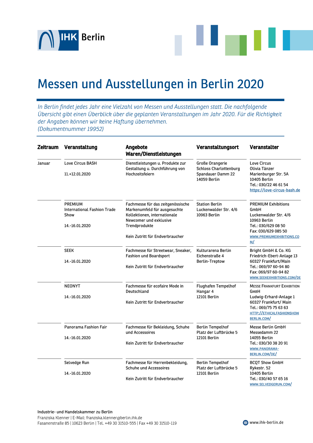 Messen Und Ausstellungen in Berlin 2020