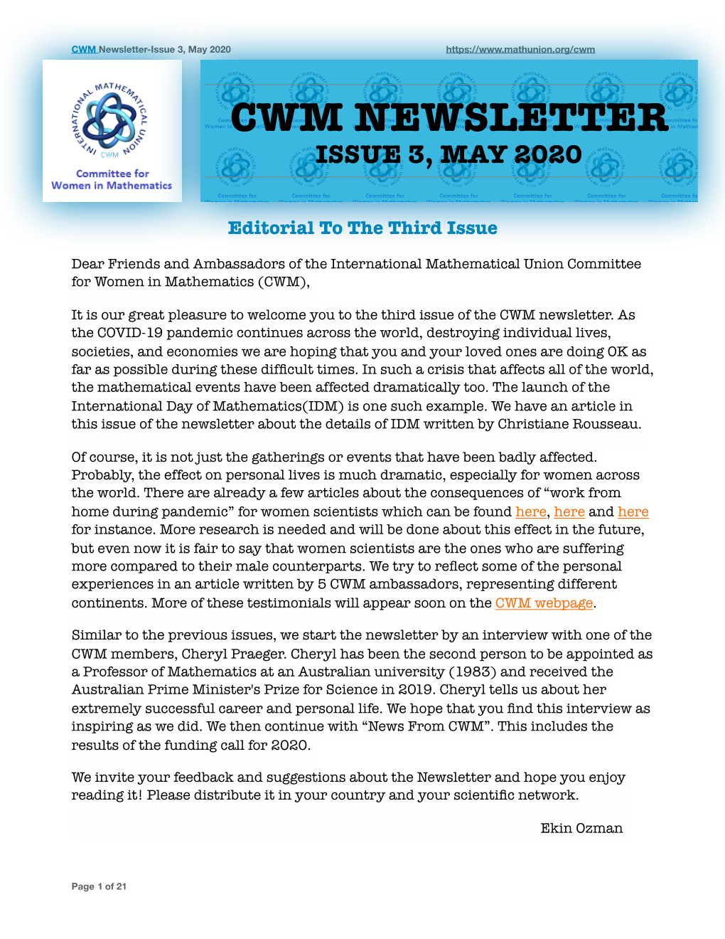 CWM Newsletter-Issue 3, May 2020