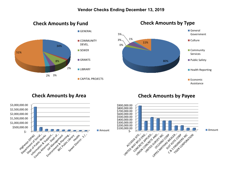 Check Amounts by Fund Check Amounts by Type Check Amounts by Area Check Amounts by Payee