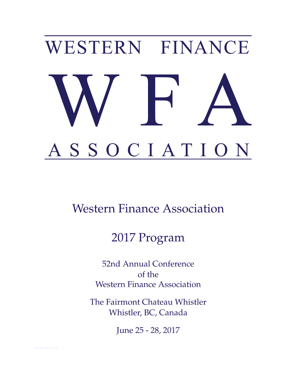 Western Finance Association 2017 Program