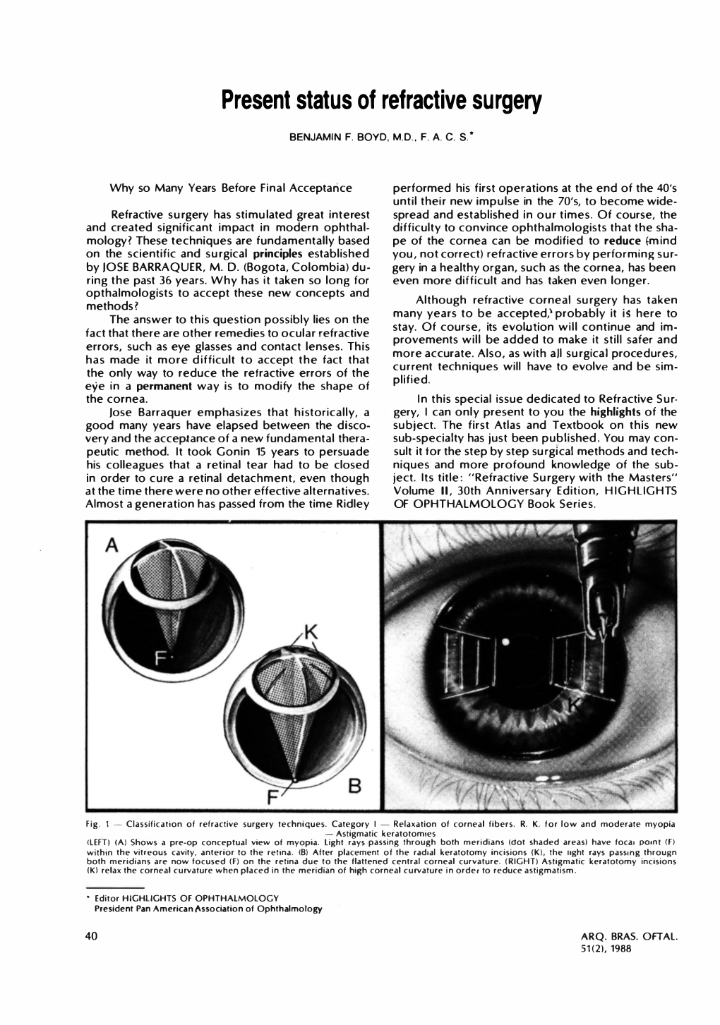 Present Status of Refractive Surgery