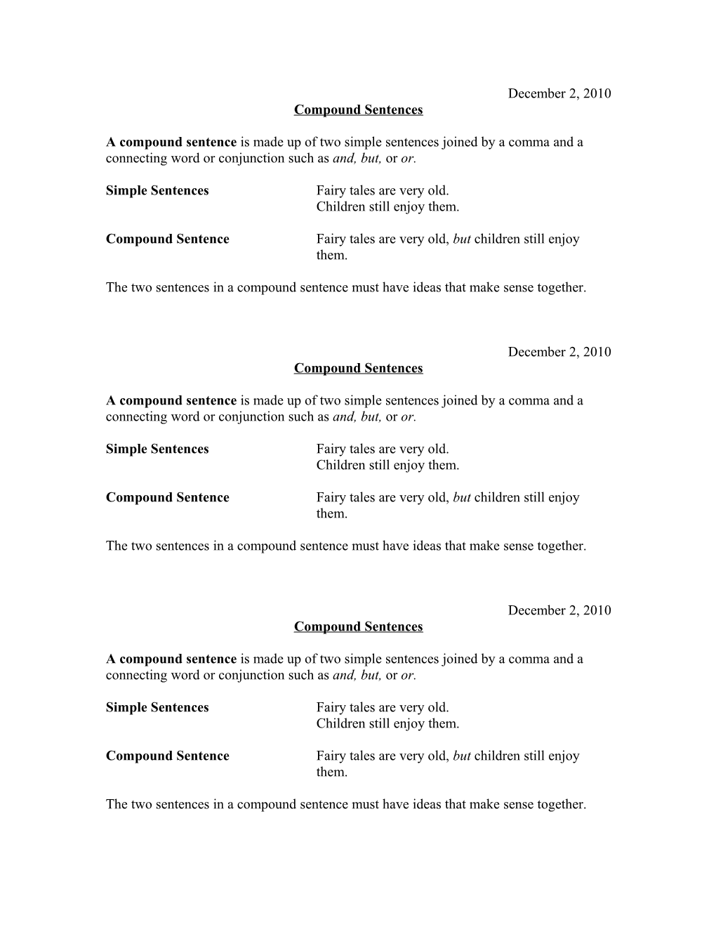 Compound Sentences