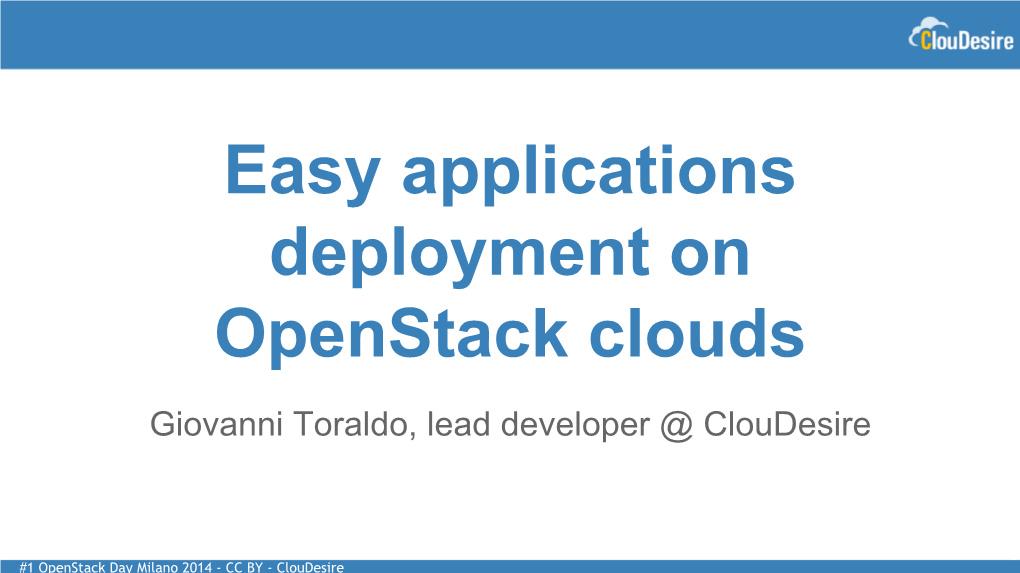 Easy Applications Deployment on Openstack Clouds