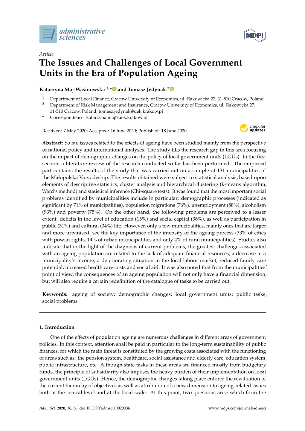 The Issues and Challenges of Local Government Units in the Era of Population Ageing
