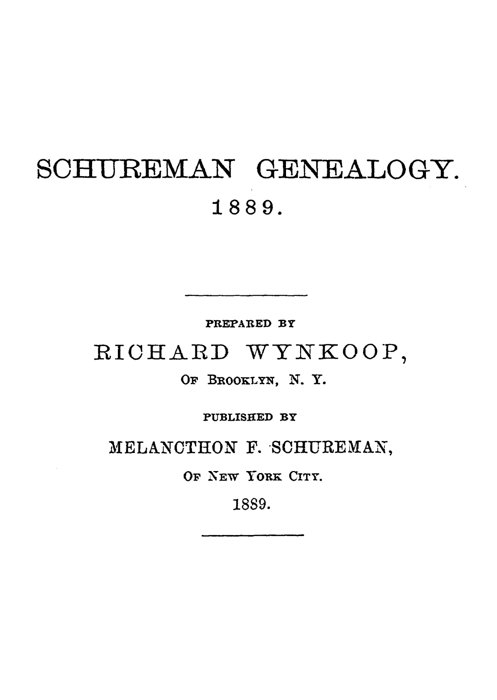 Schureman Genealogy. 18 8 9