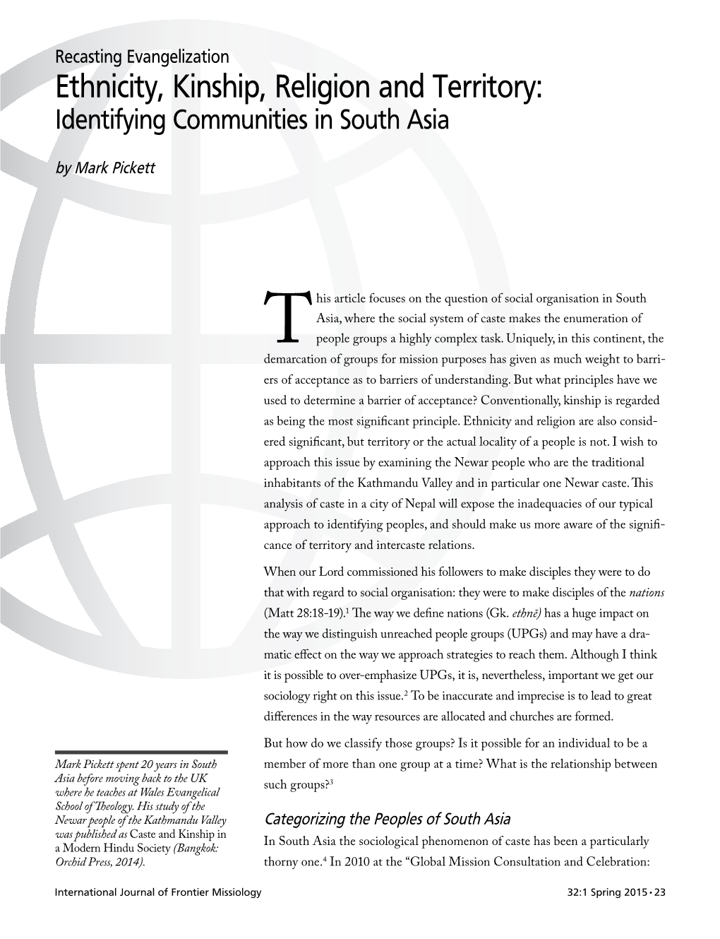 Ethnicity, Kinship, Religion and Territory: Identifying Communities in South Asia by Mark Pickett
