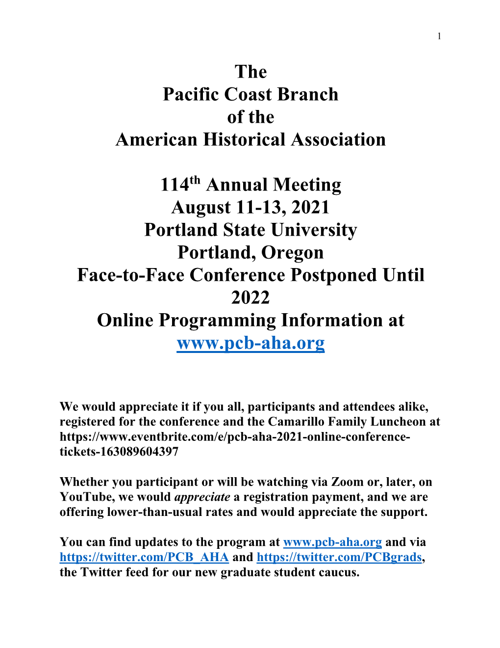 PCB-AHA 2021 Conference Program