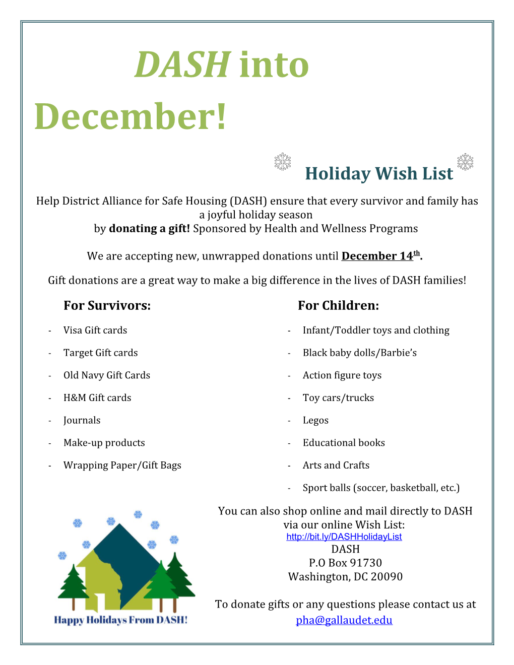 By Donating a Gift! Sponsored by Health and Wellness Programs