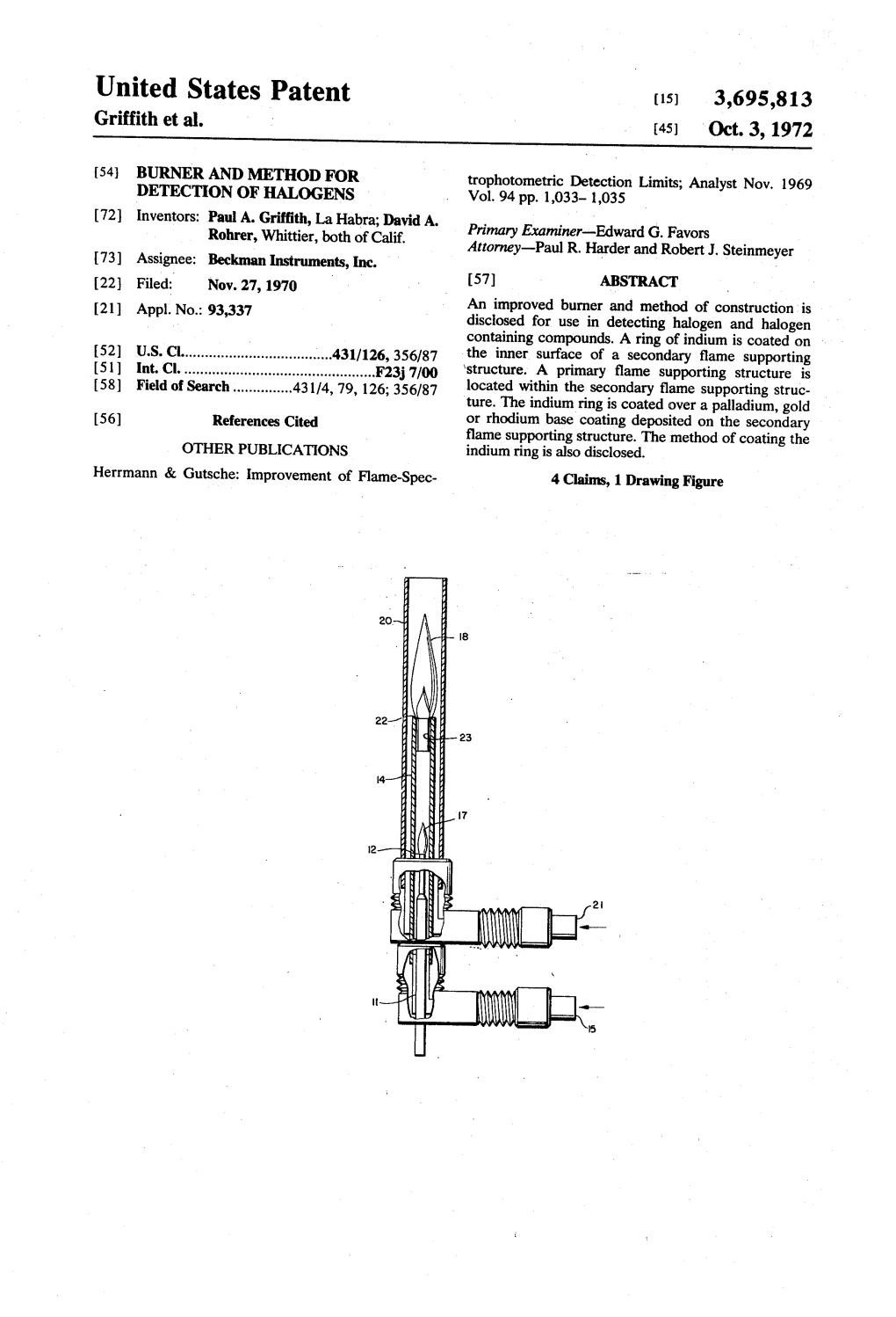 United States Patent (15) 3,695,813 Griffith Et Al