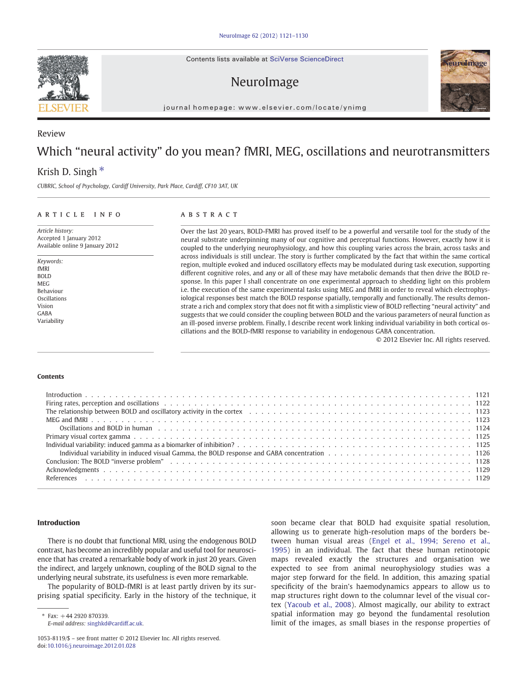 Fmri, MEG, Oscillations and Neurotransmitters