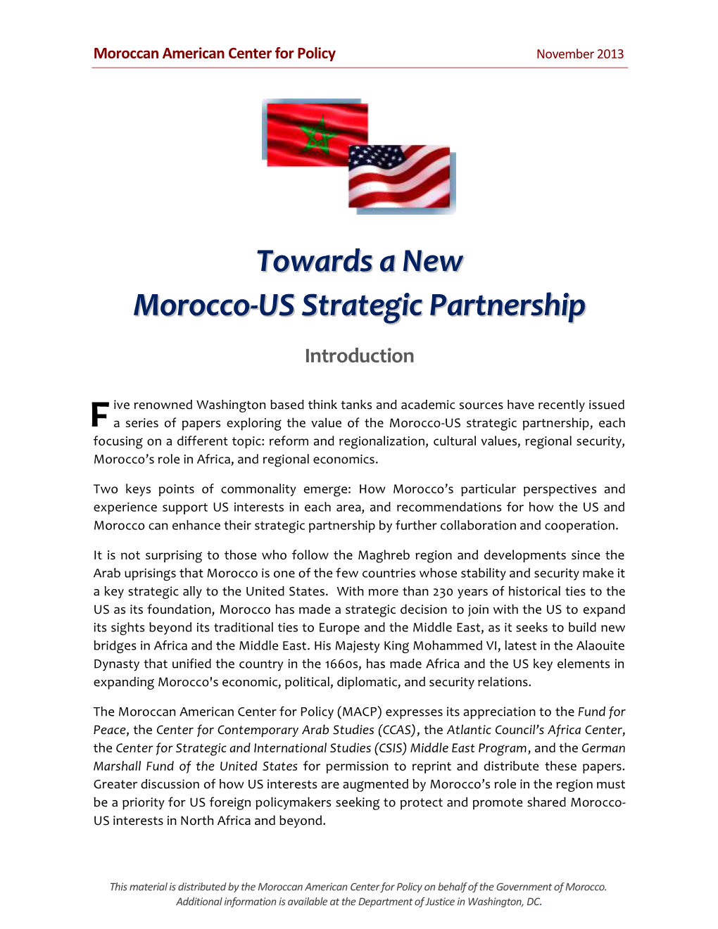 Towards a New Morocco-US Strategic Partnership