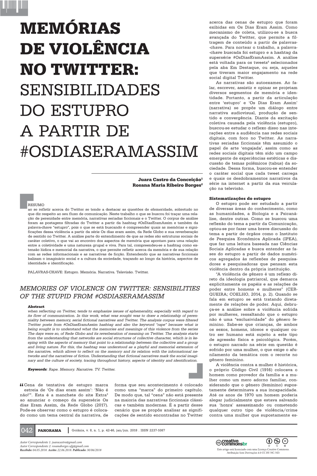 Sensibilidades Do Estupro a Partir De #Osdiaseramassim