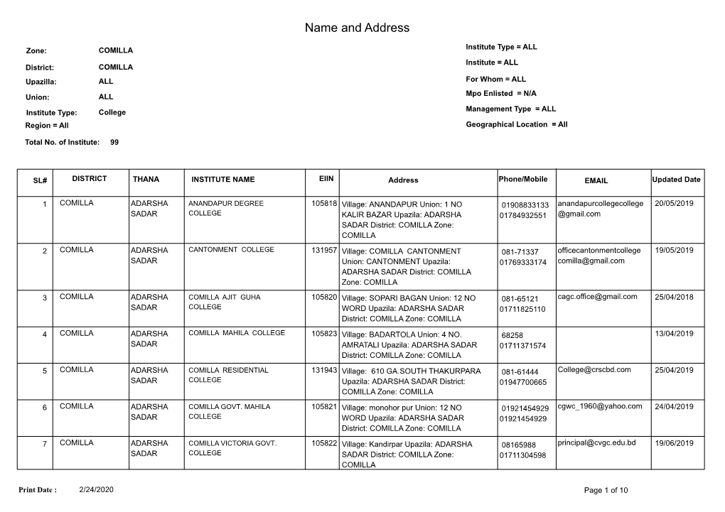 Name and Address